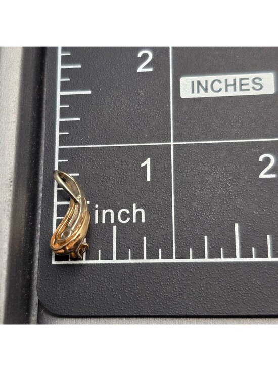 14k Yellow Gold Citrine Pendant Sculptural Ribbon Statement Charm Signed KK - Picture 12 of 14